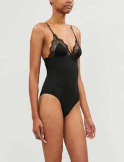 Love Stories Doris Lace-trim Stretch-jersey Body -Women Clothing Store 109 3004734 L003206900 BLACK ALT01
