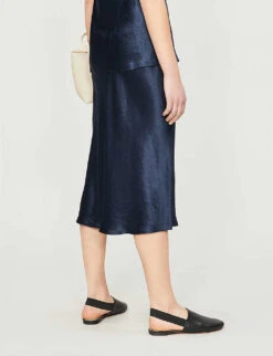 Vince Flared High-rise Crushed Satin Midi Skirt -Women Clothing Store 197 3004397 VR68530354 COASTAL ALT02