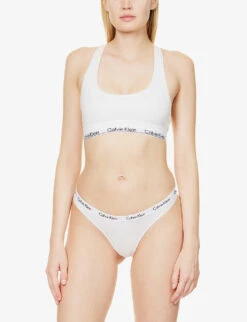 Calvin Klein Carousel Cotton-jersey Thong 10 Calvin Klein Carousel Cotton-jersey Thong -Women Clothing Store 212 3002373 D1617E 100WHITE ALT01