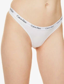 Calvin Klein Carousel Cotton-jersey Thong 11 Calvin Klein Carousel Cotton-jersey Thong -Women Clothing Store 212 3002373 D1617E 100WHITE ALT02