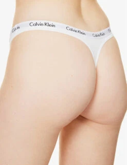 Calvin Klein Carousel Cotton-jersey Thong 12 Calvin Klein Carousel Cotton-jersey Thong -Women Clothing Store 212 3002373 D1617E 100WHITE ALT03