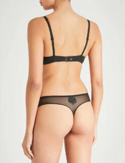 Simone Perele Wish Stretch-tulle And Lace Underwired Half-cup Bra 10 Simone Perele Wish Stretch-tulle And Lace Underwired Half-cup Bra -Women Clothing Store 218 3001897 12B330 BLACK ALT02