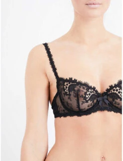 Simone Perele Wish Stretch-tulle And Lace Underwired Half-cup Bra 13 Simone Perele Wish Stretch-tulle And Lace Underwired Half-cup Bra -Women Clothing Store 218 3001897 12B330 BLACK ALT05