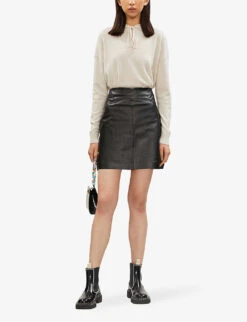 Whistles A-line Leather Mini Skirt -Women Clothing Store 501 10019 030301 BLACK ALT01
