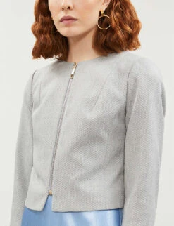 Ted Baker Michah Slim-fit Woven Blazer -Women Clothing Store 870 10003 156806 LTGREY ALT03