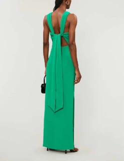 Whistles Tie Back Woven Maxi Dress -Women Clothing Store R00109043 GREEN ALT02