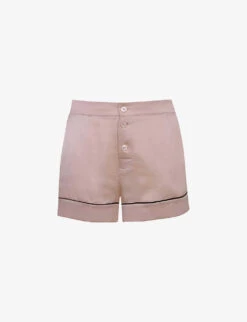 AGENT PROVOCATEUR Piped Mid-rise Silk Pyjama Shorts