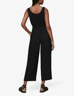 Whistles Quinn Sleeveless V-neck Woven Jumpsuit -Women Clothing Store R00684011 BLACK ALT02