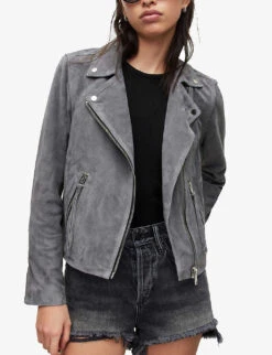 AllSaints Dalby Suede Biker Jacket -Women Clothing Store R03646906 POWDERBLUE ALT02