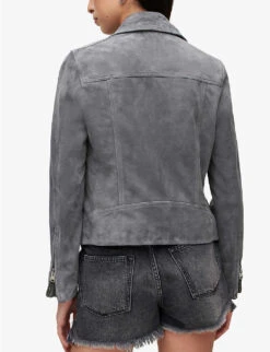 AllSaints Dalby Suede Biker Jacket -Women Clothing Store R03646906 POWDERBLUE ALT03