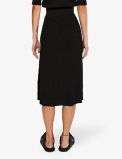 CLAUDIE PIERLOT Long Button-detail Knitted Midi Skirt -Women Clothing Store R03670966 BLACK ALT02