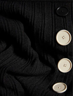 CLAUDIE PIERLOT Long Button-detail Knitted Midi Skirt -Women Clothing Store R03670966 BLACK ALT03
