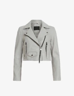 AllSaints Elora Cropped Leather Biker Jacket