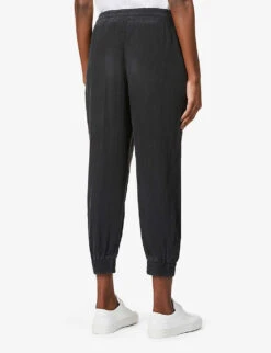 Easy Cropped Mid-rise Woven Jogging Bottoms -Women Clothing Store R03685514 VINTAGEBLACK ALT02