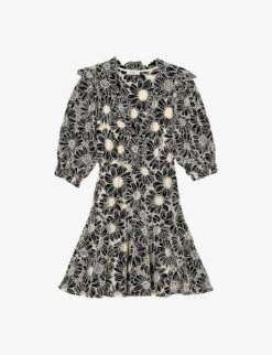 Sandro Audrey Floral-embroidered Cotton Mini Dress