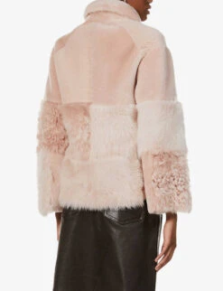 Whistles Hema Contrast-panel Shearling Coat -Women Clothing Store R03706920 PALEPINK ALT02