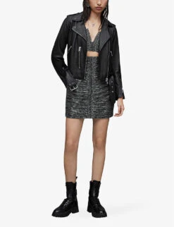 AllSaints Balfern Leather Biker Jacket 9 AllSaints Balfern Leather Biker Jacket -Women Clothing Store R03711039 BLACK ALT01