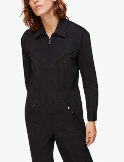Whistles Ultimate Utility Cotton-blend Jumpsuit 9 Whistles Ultimate Utility Cotton-blend Jumpsuit -Women Clothing Store R03711769 BLACK ALT04