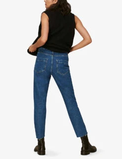 Whistles Authentic Slim-leg High-rise Cropped Organic-denim Jeans -Women Clothing Store R03731068 BLUE ALT02