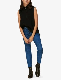 Whistles Authentic Slim-leg High-rise Cropped Organic-denim Jeans -Women Clothing Store R03731068 BLUE ALT03