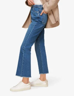 Whistles Authentic Mid-rise Kick-flare Cropped Jeans -Women Clothing Store R03737890 BLUE ALT04