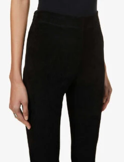 Joseph High-rise Suede Leggings -Women Clothing Store R03748266 BLACK ALT04