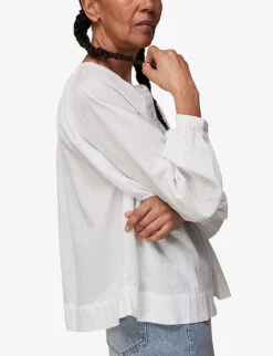 Whistles Jessie Relaxed-fit Cotton Blouse -Women Clothing Store R03764106 WHITE ALT04