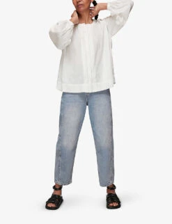 Whistles Jessie Relaxed-fit Cotton Blouse -Women Clothing Store R03764106 WHITE ALT05