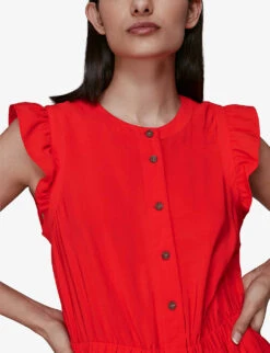 Whistles Frilled Wide-leg Woven Jumpsuit -Women Clothing Store R03789450 RED ALT04