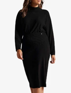 Ted Baker Cocoon Stretch-knit Midi Dress -Women Clothing Store R03816218 BLACK ALT02