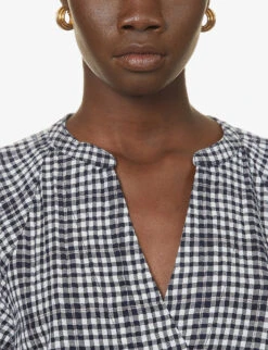 Whistles Tatum Check Oversized Top -Women Clothing Store R03817409 BLACK ALT04