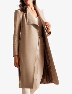 Ted Baker Rosell Wrap-over Wool-blend Coat -Women Clothing Store R03826476 CAMEL ALT02