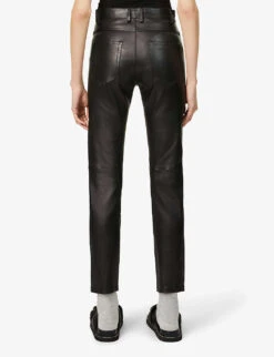 Joseph Teddy Tapered Mid-rise Leather Trousers -Women Clothing Store R03844969 BLACK ALT03