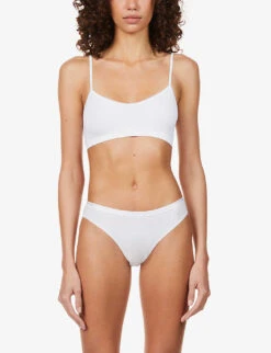 HANRO Touch Feeling Cropped Stretch-jersey Bra -Women Clothing Store R03848682 WHITE ALT02