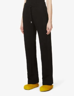 Dries Van Noten Drawstring-waist Wide-leg Mid-rise Cotton-jersey Jogging Bottoms -Women Clothing Store R03889346 BLACK ALT02