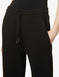 Dries Van Noten Drawstring-waist Wide-leg Mid-rise Cotton-jersey Jogging Bottoms -Women Clothing Store R03889346 BLACK ALT04
