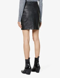 Zadig & Voltaire Julipe Crinkled Leather Mini-skirt -Women Clothing Store R03911131 NOIR ALT03