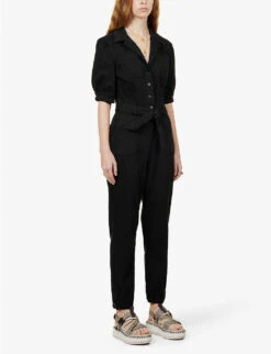 Paige Mayslie Stretch-cotton-blend Jumpsuit -Women Clothing Store R03913280 WASHEDBLACK ALT02