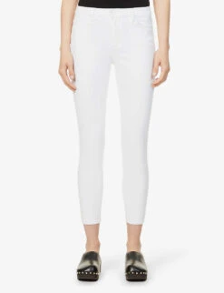 Paige Hoxton Cropped Skinny-leg High-rise Stretch-denim Jeans -Women Clothing Store R03920984 CRISPWHITE ALT02