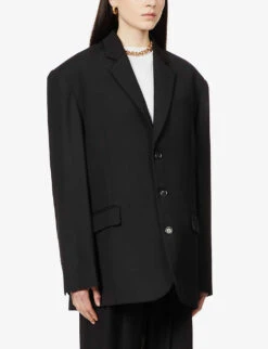 Gelso Oversized Woven Blazer -Women Clothing Store R03926898 BLACK ALT02