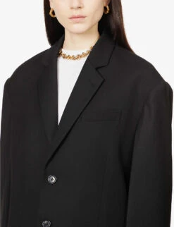 Gelso Oversized Woven Blazer -Women Clothing Store R03926898 BLACK ALT04