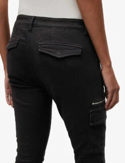 AllSaints Duran Zipped Stretch-denim Cargo Jeans -Women Clothing Store R03927626 BLACK ALT04