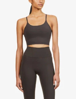 Tank Round-neck Stretch-woven Bralette -Women Clothing Store R03936928 COFFEEBEAN ALT02