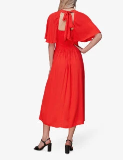 Whistles Amelia Cape-sleeved Crepe Maxi Dress -Women Clothing Store R03942760 RED ALT03