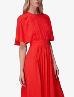 Whistles Amelia Cape-sleeved Crepe Maxi Dress -Women Clothing Store R03942760 RED ALT04