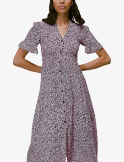 Whistles Aria Floral-print Crepe Midi Dress 8 Whistles Aria Floral-print Crepe Midi Dress -Women Clothing Store R03945300 MULTICOLOURED ALT02