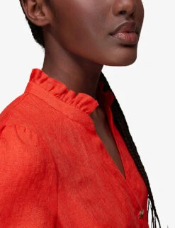 Whistles Emmie Relaxed-fit Linen Jumpsuit -Women Clothing Store R03946652 RED ALT04