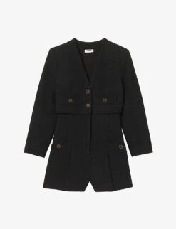 Sandro Seal Textured Tweed Playsuit