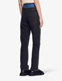 Sandro Kitty Trompe L'œil High-rise Mom Jeans -Women Clothing Store R03948078 NOIRGRIS ALT03