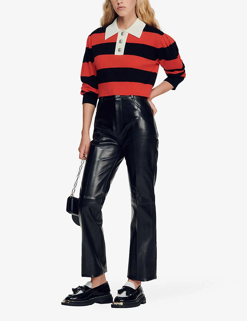 Sandro Dumont Flared High-rise Leather Trousers 2 Sandro Dumont Flared High-rise Leather Trousers - Image 2